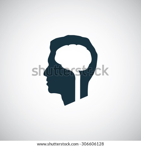 brain head icon, on white background
