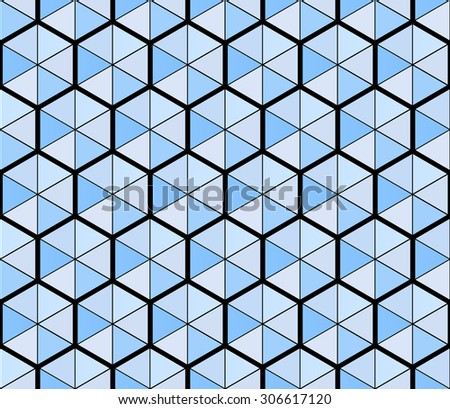 Abstract geometric seamless mosaic pattern of hexagons and triangles