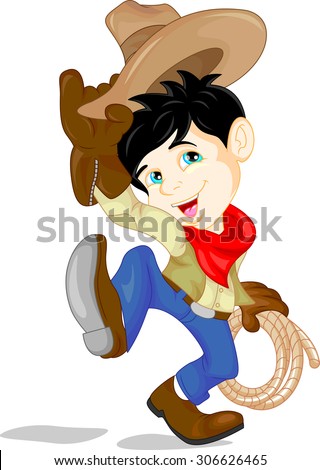 cute cowboy kid cartoon