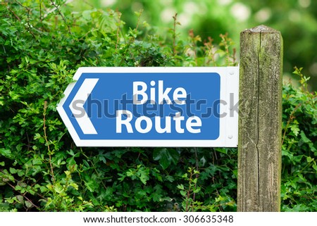 Direction Arrow, Sign To Bike Route in Blue Color.
