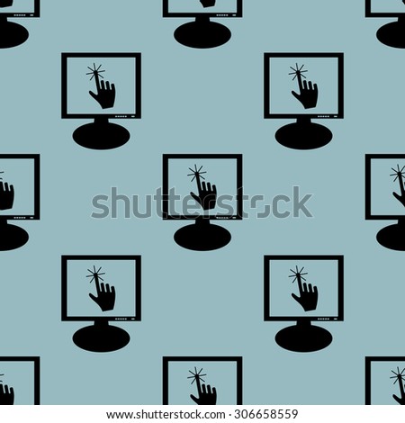 Image of hand cursor on screen, repeated on pale blue background