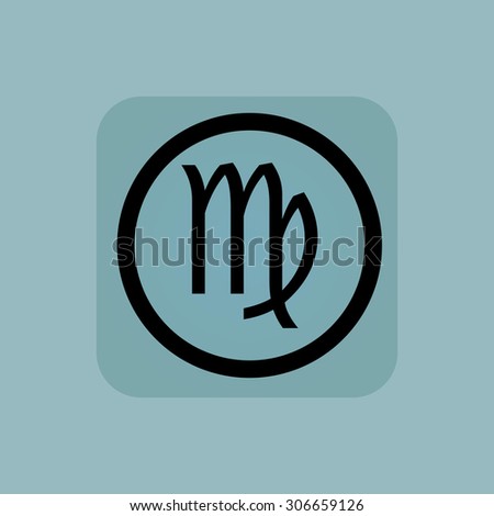 Virgo zodiac symbol in circle, in square, on pale blue background