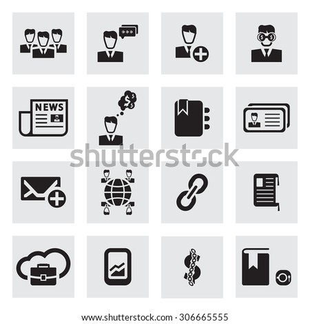 Vector black Business icon set on grey background