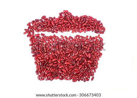 kidney bean, red bean isolated on white background.  