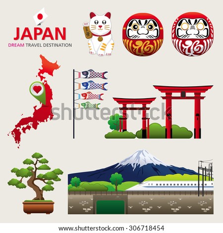 A vector illustration of Infographic elements for traveling to Japan, concept Travel to Japan / Infographic Element / icon / Symbol , Vector Design