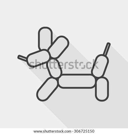 balloon dog flat icon with long shadow, line icon