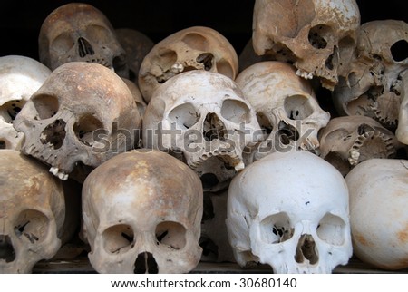 Skulls at the killing fields, Cambodia