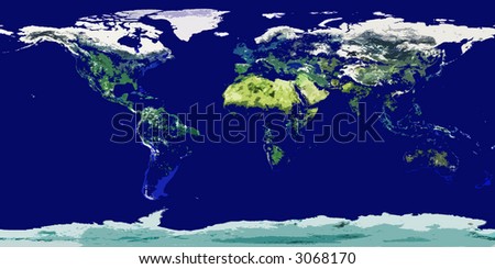 high resolution cartoonish colored world map
