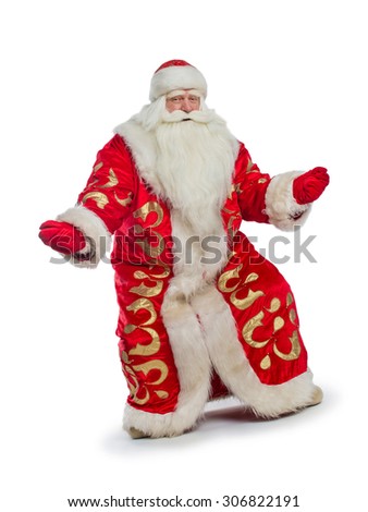 Santa Claus is dancing in the room