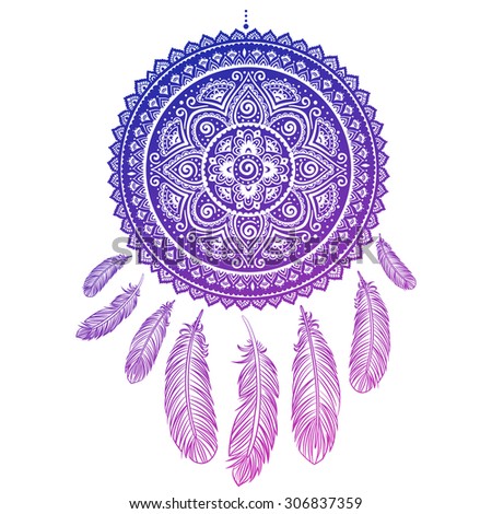 Ethnic American Indian Dream catcher can be used as a greeting card
