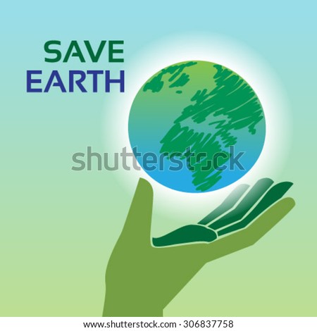 Save earth concept with a hand holding a globe carefully