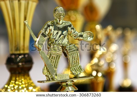 Golden goalkeeper ice hockey cup for best player