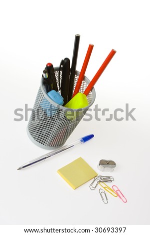 office tools on white background