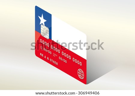 A 3D Isometric Flag Illustration of the country of  Chile