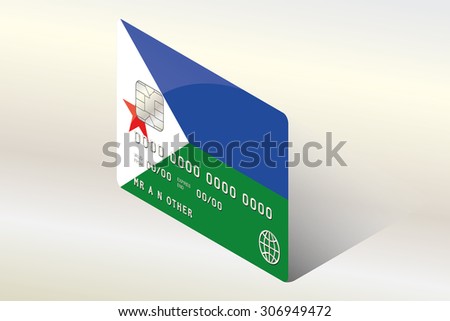 A 3D Isometric Flag Illustration of the country of  Djibouti
