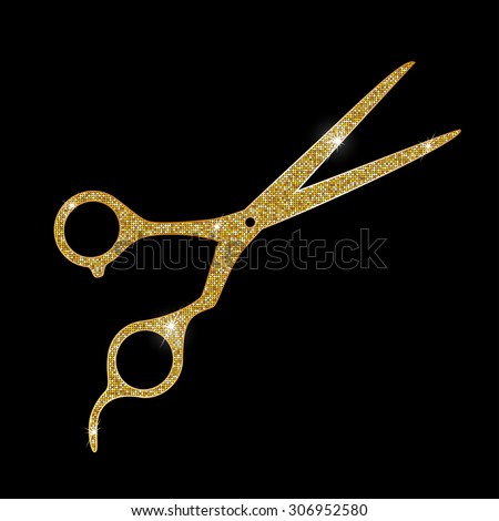 Retro golden scissors icon 