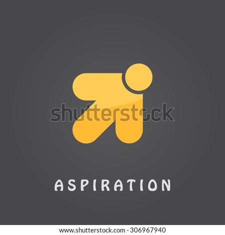 Aspiration logo template, arrow pointer, 2d vector on dark gradient background, eps 10