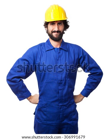 angry worker man challenge pose