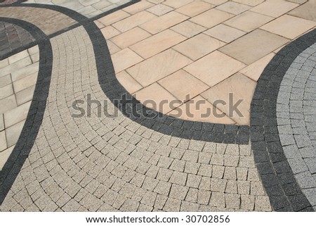 Sett blocks background texture. Tiled, colorful, decorative pavement.