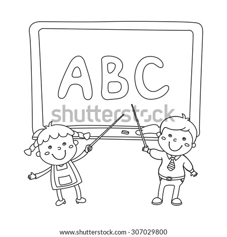 Illustration of Kids Holding Giant Letters abc