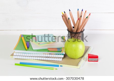 Variety of school supplies