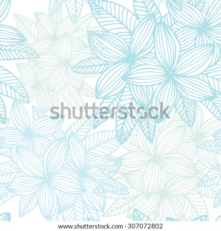 Elegant seamless pattern with hand drawn decorative plumeria flowers, design elements. Floral pattern for wedding invitations, greeting cards, scrapbooking, print, gift wrap, manufacturing.