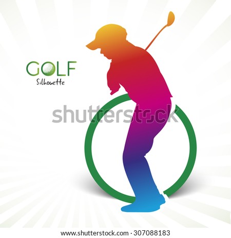Colorful golf silhouette isolated on white, vector illustration