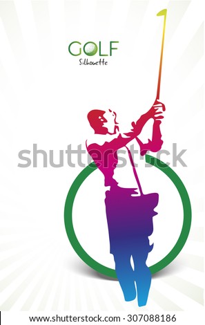 Colorful golf silhouette isolated on white, vector illustration