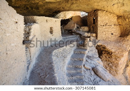 Ruins of, Gila Cliff Dwellings National Monument Royalty-Free Stock Photo #307145081