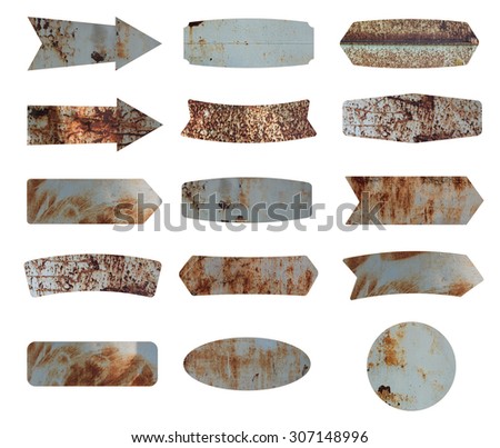 Old metal sign isolated on white background, Objects with clipping paths for design work