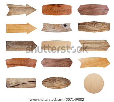 Wooden sign isolated on white background, Objects with clipping paths for design work