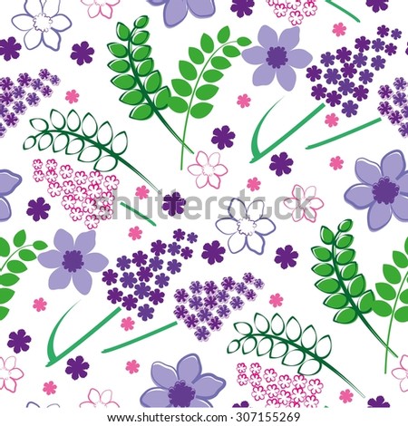 Seamless background with art flowers