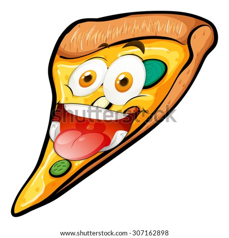 Pizza slice with funny face illustration