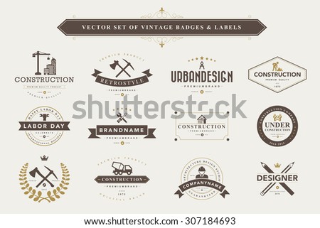 Set of vintage  designer badges and labels
