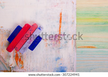 Artistic, artist, art. Used artist paintbrushes on wood background. Back to school, copy space. Education background.