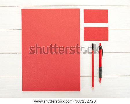 Classic red corporate identity template design. Business stationery