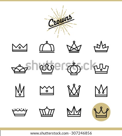 Set of line crown icons, vector illustration