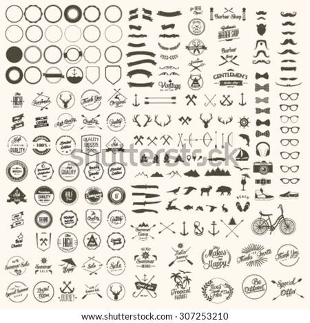 Vector set of icons and labels Royalty-Free Stock Photo #307253210