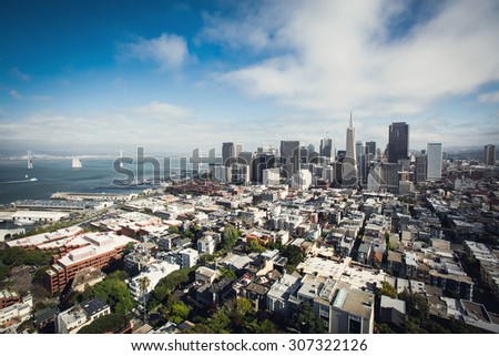 Beautiful view of San Francisco on sunny day in summer, USA

