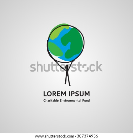 Logo template man holding the planet hands