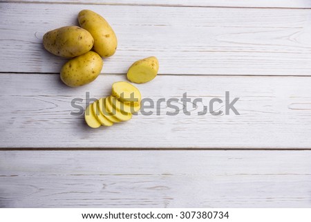 Potato slices on a table shot in studio
