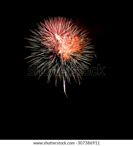 Beautiful of brightly colorful fireworks in the night sky