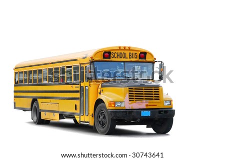 Traditional yellow schoolbus isolated on white background