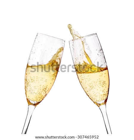 Two elegant champagne glasses Royalty-Free Stock Photo #307465952
