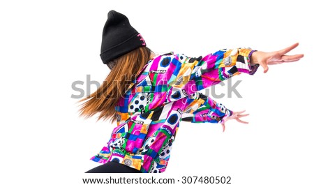 Young woman dancing street dance