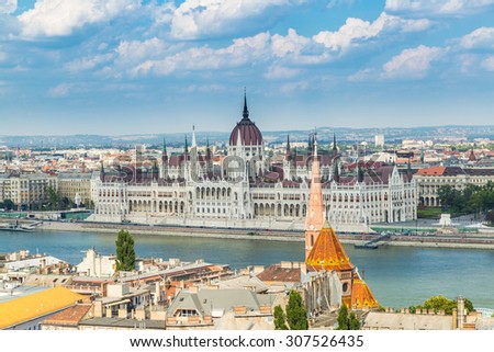 Budapest Hungary, Parliament on Danube river