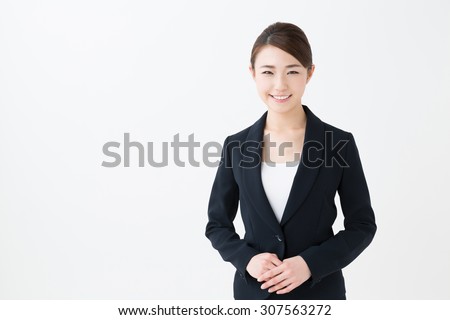 portrait of asian businesswoman isolated on white background Royalty-Free Stock Photo #307563272
