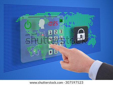 business, technology and internet concept -  cyber security on virtual screens