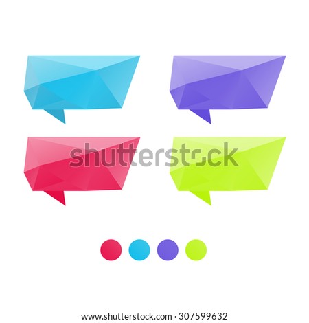 Polygonal design set set bubbles for speech with triangular polygons. 