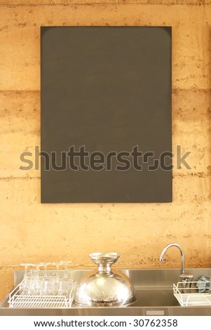 Blank Blackboard Sign Menu in a Restaurant